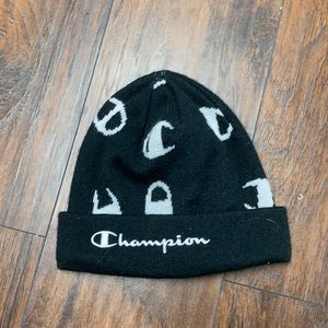 black and white champion beanie